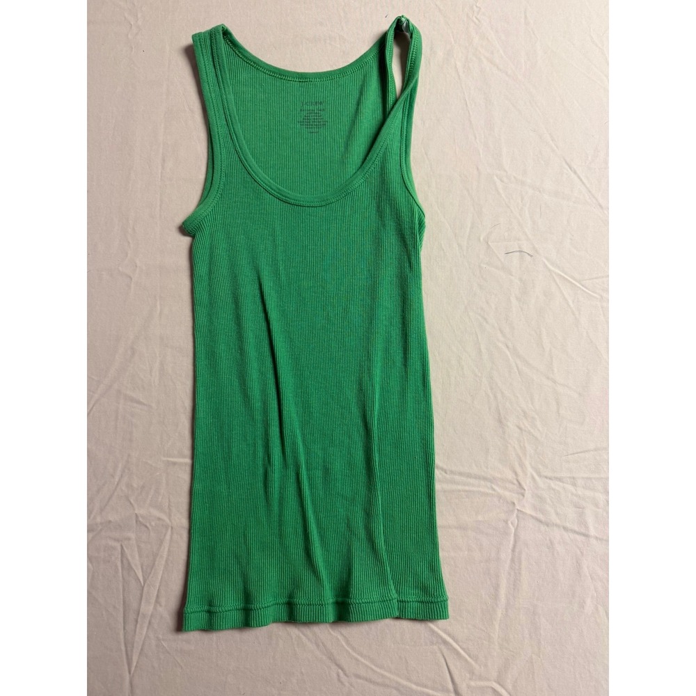 J.Crew Favorite Tank Top Kelly Green Ribbed Cotton Scoop Neck Womens XS